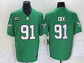 Men's Philadelphia Eagles #91 Fletcher Cox Green C Patch 2023 FUSE Vapor Limited Throwback Stitched Jersey,baseball caps,new era cap wholesale,wholesale hats